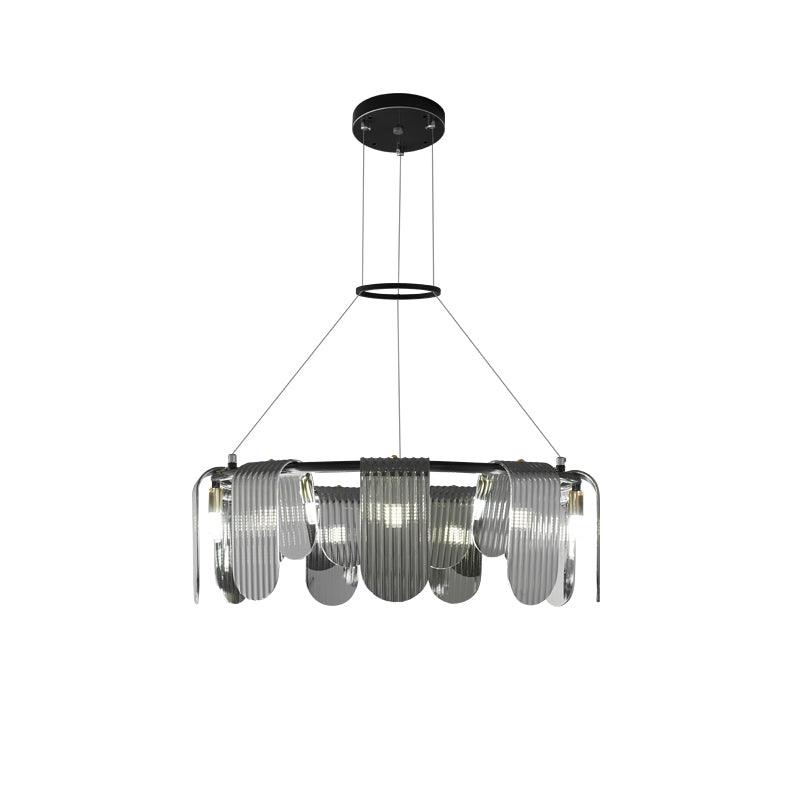 Folioles Brass Chandelier 9 lamps ∅ 27.6″ x H 8.3″ / Dia 70cm x H 21cm / Black & Smoke gray Chandelier