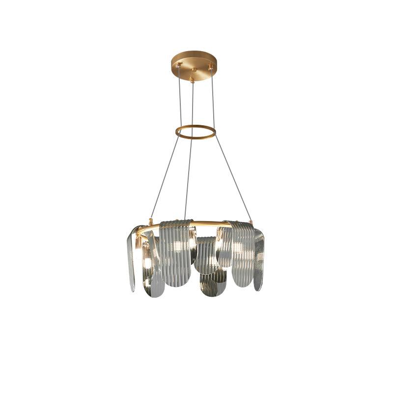 Folioles Brass Chandelier 6 lamps ∅ 19.7″ x H 8.3″ / Dia 50cm x H 21cm / Brass & Smoke gray Chandelier