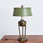French 19th Century Empire Style Converted Oil Lamp with Tôle Shade