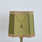 French Vintage Green Onyx Table Lamp with Custom Shade