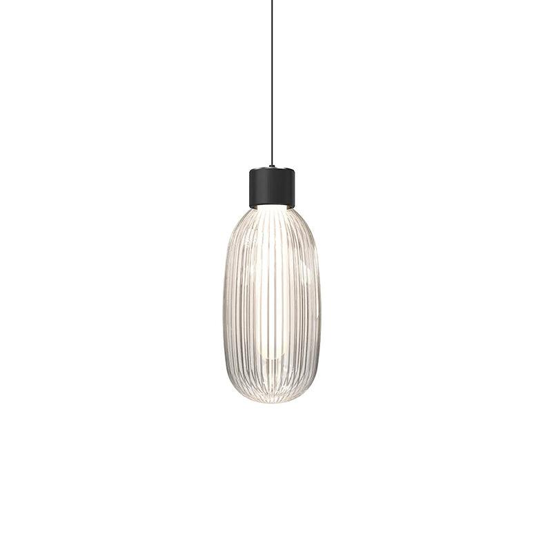 Friso LED Pendant Lamp ∅ 6.2″ x H 15.3″ / Dia 16cm x H 39cm / Black + Clear / Warm White Pendant light