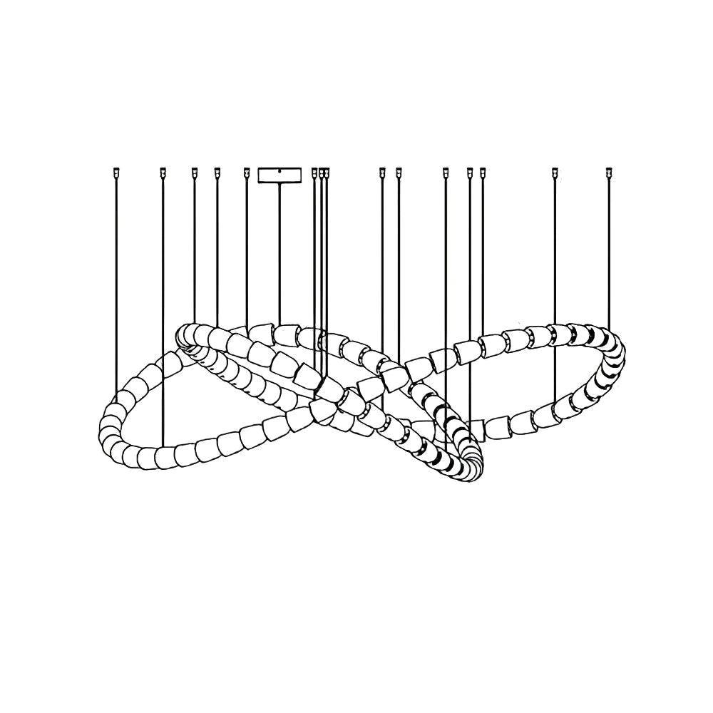 Gabriel Chandelier C 100 heads ∅ 71″ x H 22″ / Dia 180cm x H 56cm / Clear & Chrome / Warm Light Chandelier