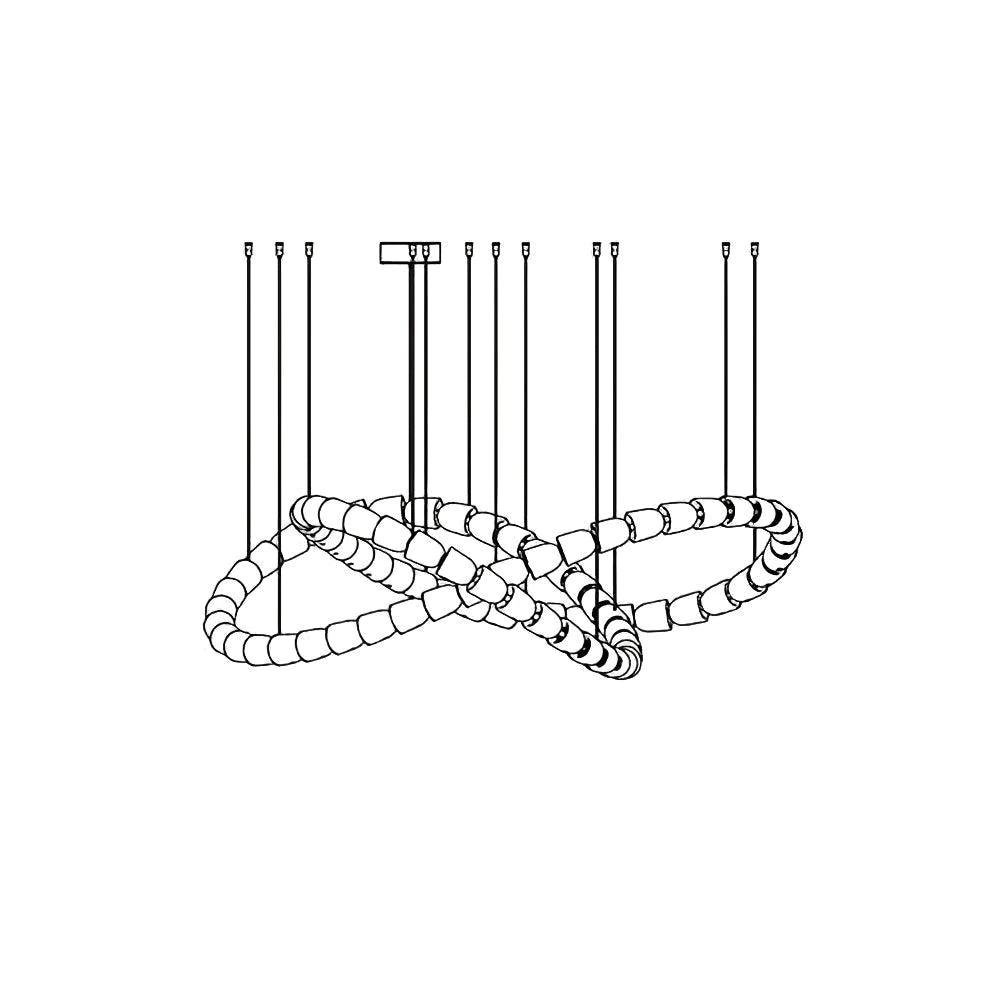 Gabriel Chandelier C 80 heads ∅ 59″ x H 17.7″ / Dia 150cm x H 45cm / Clear & Chrome / Warm Light Chandelier