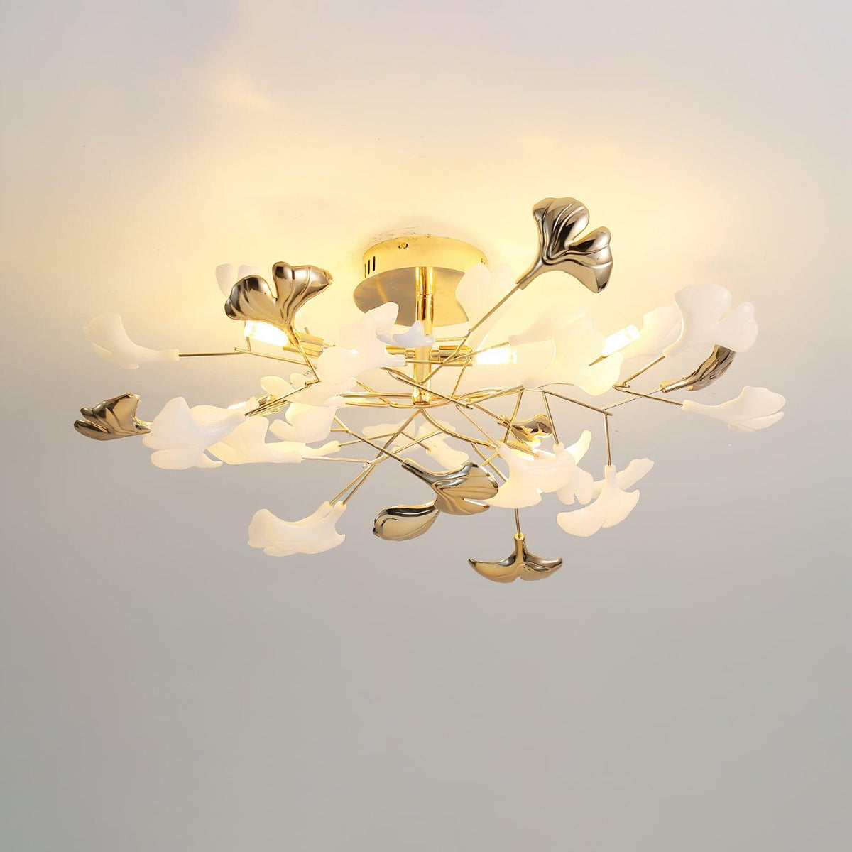 Gingko Rotating Ceiling Lamp Model C ? 23.6″ x H 11.8″ / Dia 60cm x H 30cm / Gold & White Ceiling lamp