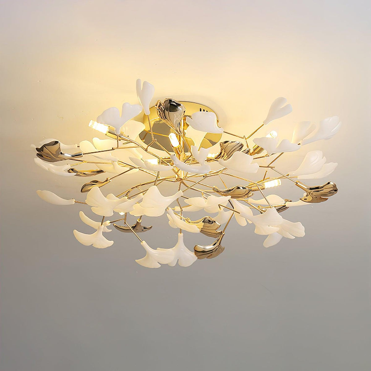 Gingko Rotating Ceiling Lamp Model D ? 31.5″ x H 11.8″ / Dia 80cm x H 30cm / Gold & White Ceiling lamp