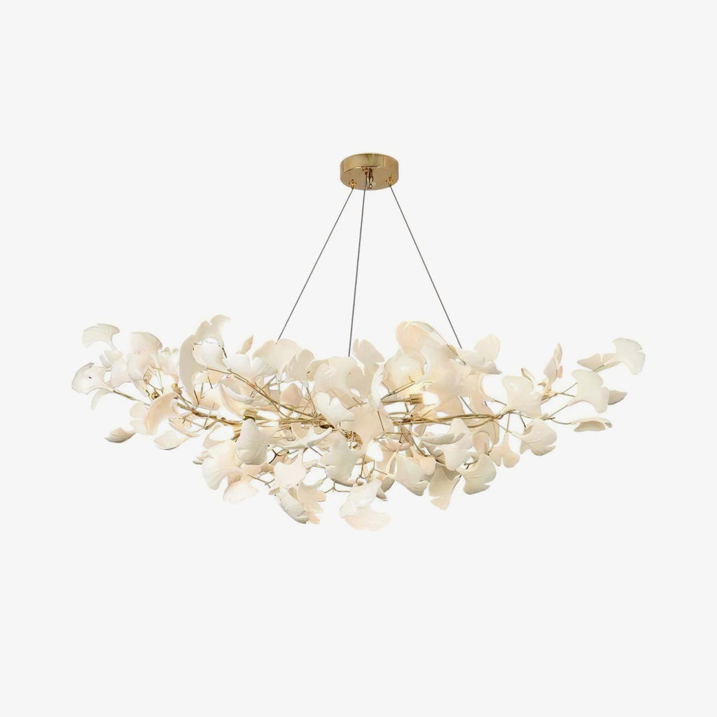 Gingko Chandelier B L 39.3″ x H 17.7″ / L 100cm x H 45cm / Gold + White Chandelier