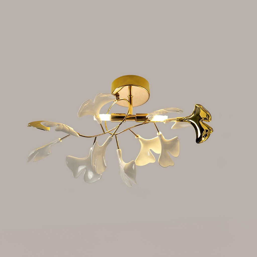 Gingko Ceiling Lamp ? 14.2″ x H 9.8″ / Dia 36cm x H 25cm / Gold + White Ceiling lamp