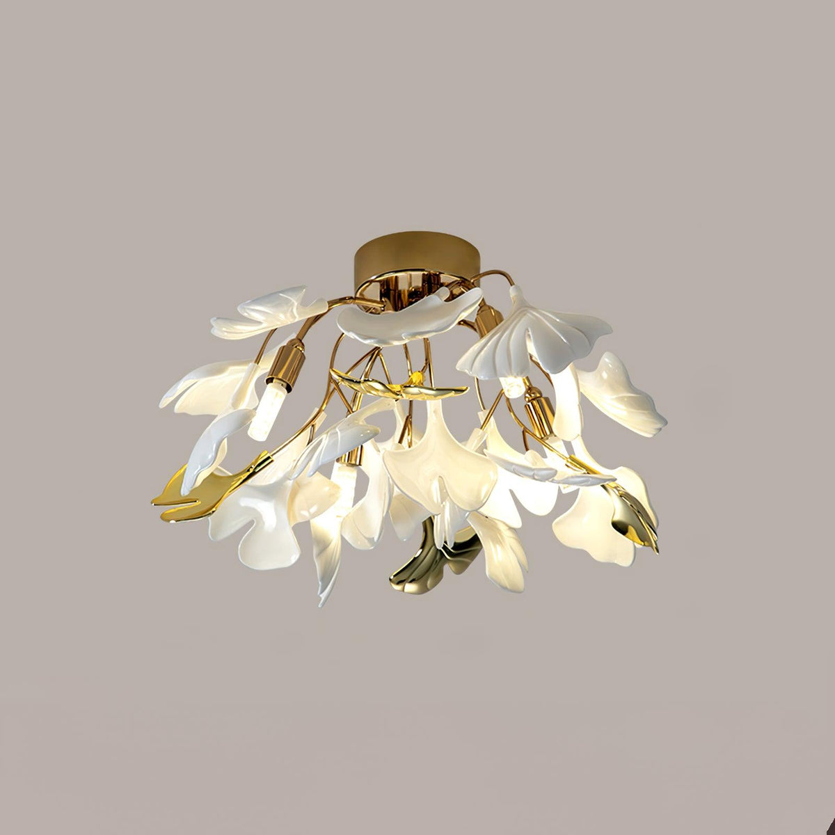 Gingko Ceiling Lamp ? 16.5″ x H 9.8″ / Dia 42cm x H 25cm / Gold + White Ceiling lamp