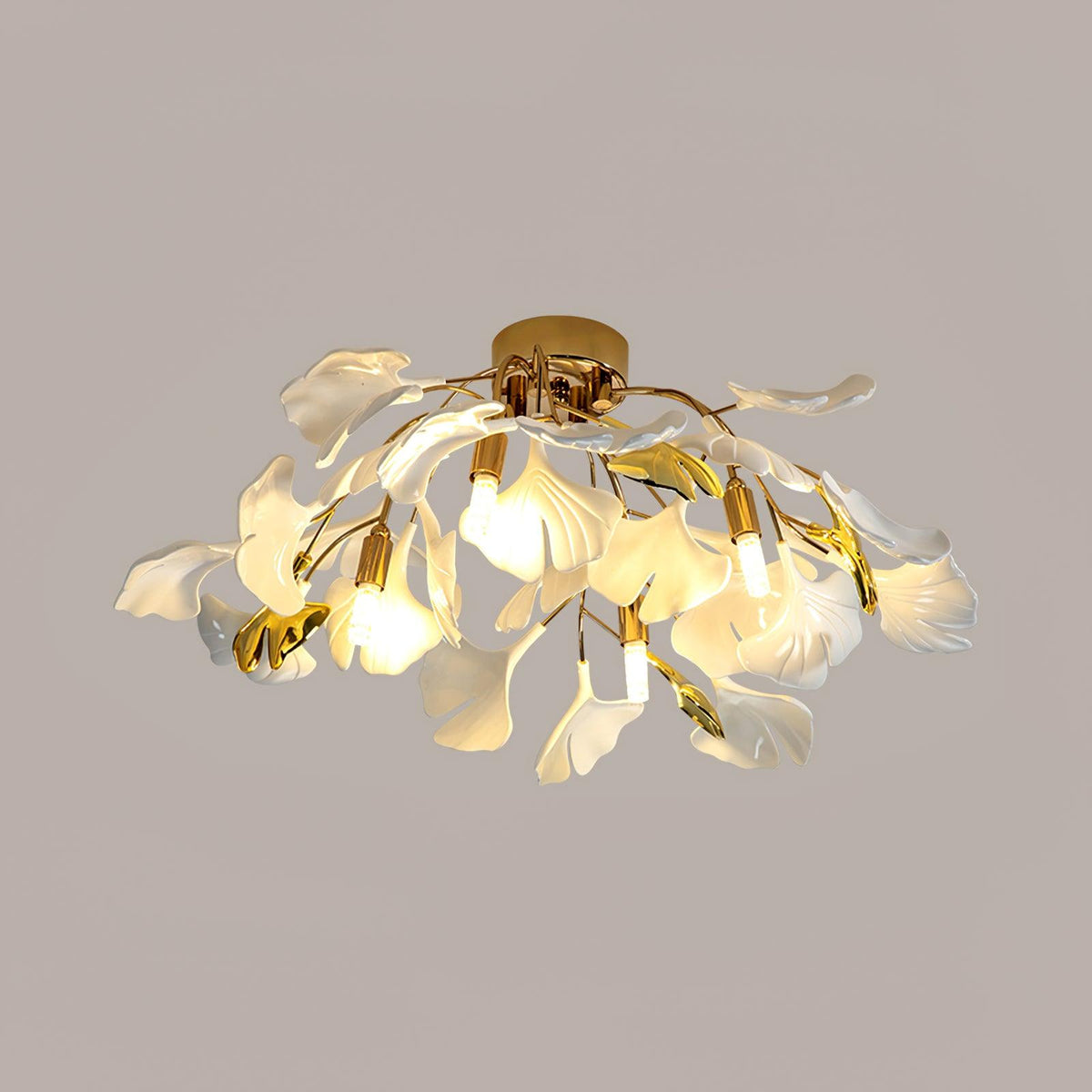 Gingko Ceiling Lamp ? 20.5″ x H 9.8″ / Dia 52cm x H 25cm / Gold + White Ceiling lamp