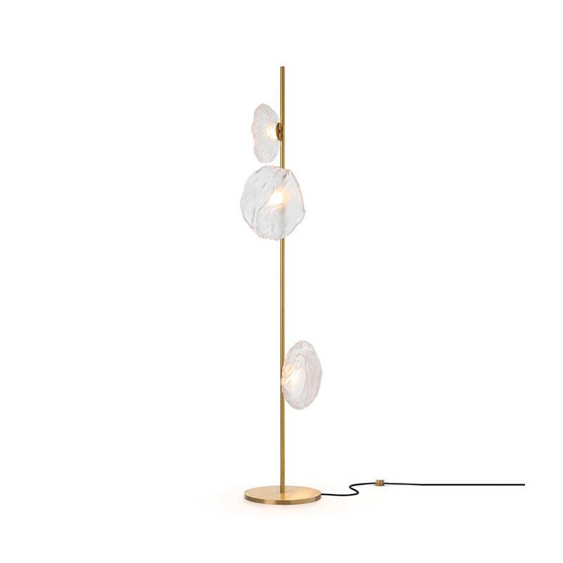 Glass Petals Floor Lamp 3 heads ? 13.8″ x H 70.9″ / Dia 35cm x H 180cm / Gold + Clear / US plug Floor lamp