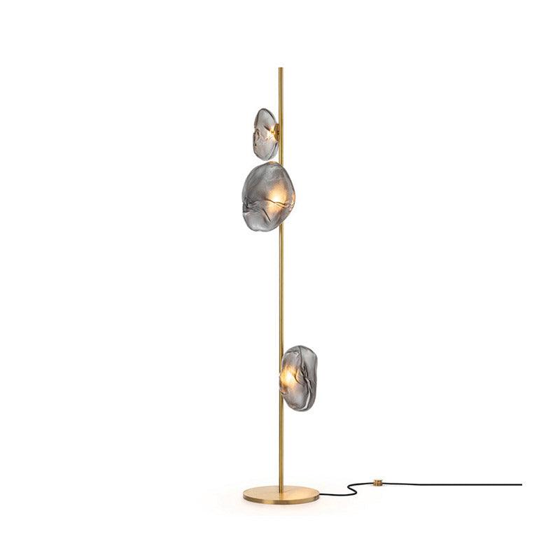Glass Petals Floor Lamp 3 heads ? 13.8″ x H 70.9″ / Dia 35cm x H 180cm / Gold + Smoke gray / US plug Floor lamp