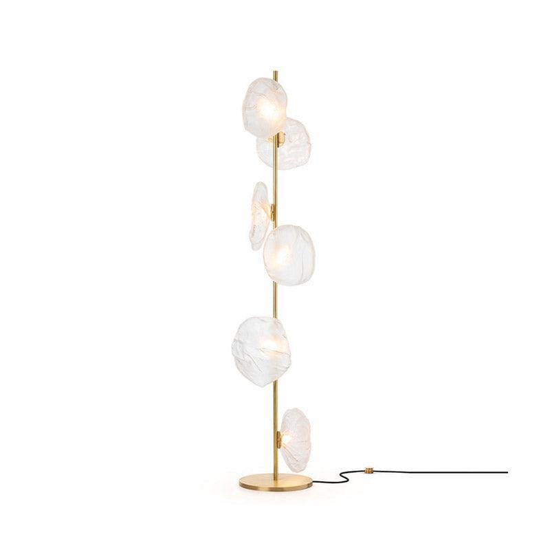 Glass Petals Floor Lamp 6 heads ? 13.8″ x H 70.9″ / Dia 35cm x H 180cm / Gold + Clear / US plug Floor lamp