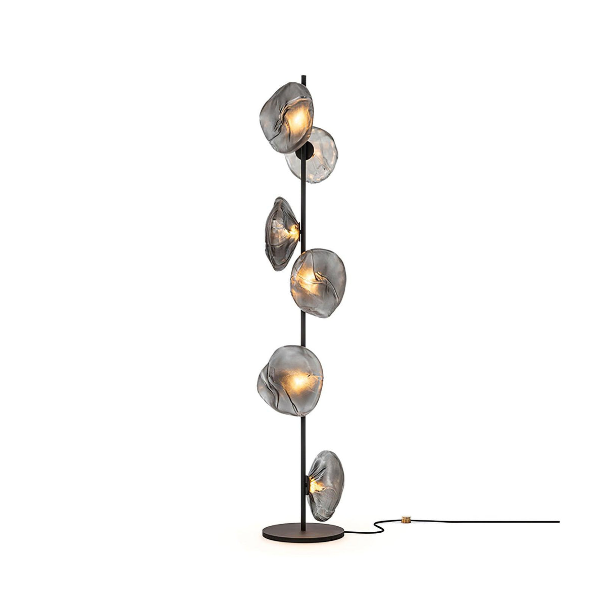 Glass Petals Floor Lamp 6 heads ? 13.8″ x H 70.9″ / Dia 35cm x H 180cm / Black + Smoke gray / US plug Floor lamp