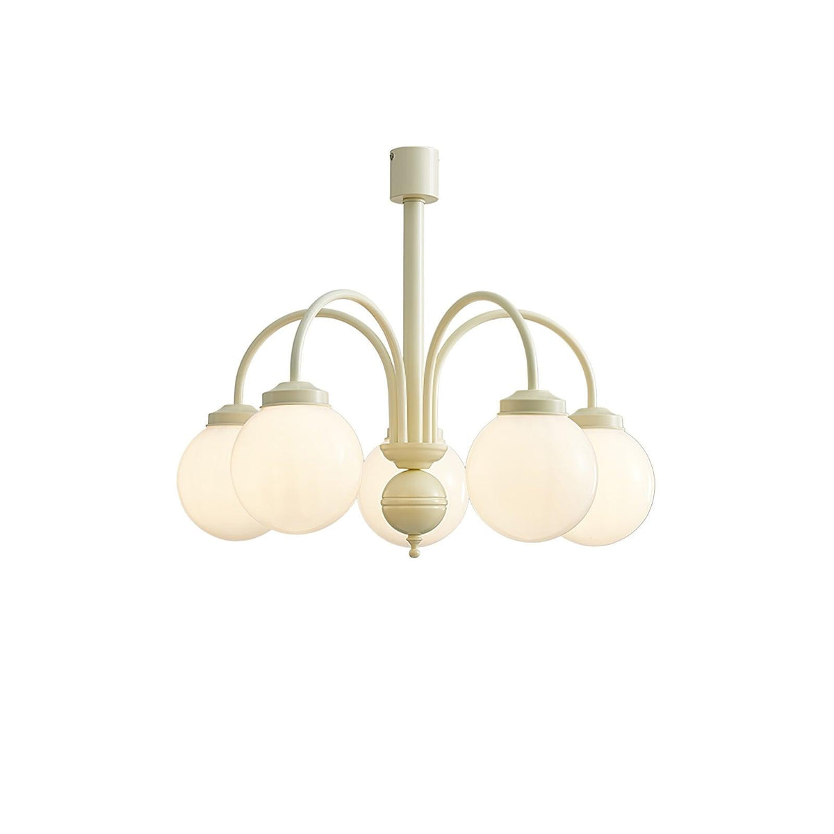 Cream Glass Sphere Chandelier 5 heads ∅ 23.6″ x H 19.7″ / Dia 60cm x H 50cm / Creamy & White Chandelier