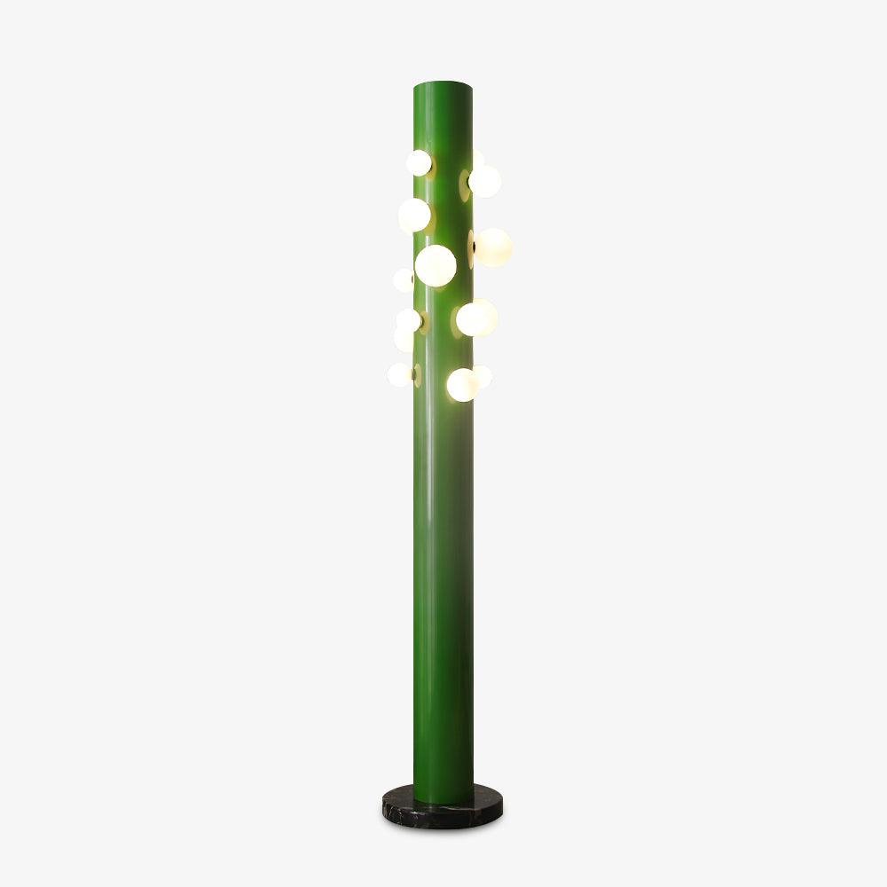 Green Apes Floor Lamp ∅ 11.8″ x H 71.7″ / Dia 30cm x H 182cm / Green & White glass & Black marble / US Plug Floor lamp