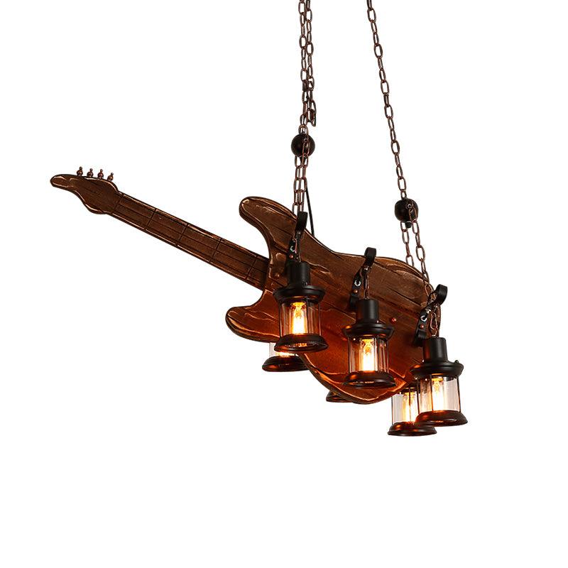 Guitar Pendant Light 4 heads ? 37.4″ x H 15″ / Dia 95cm x H 38cm / Wood＆Black Chandelier