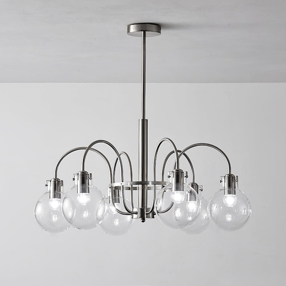 Hansford Chandelier 6 heads ∅ 29.5″ x H 15.7″ / Dia 75cm x H 40cm / Chrome Chandelier