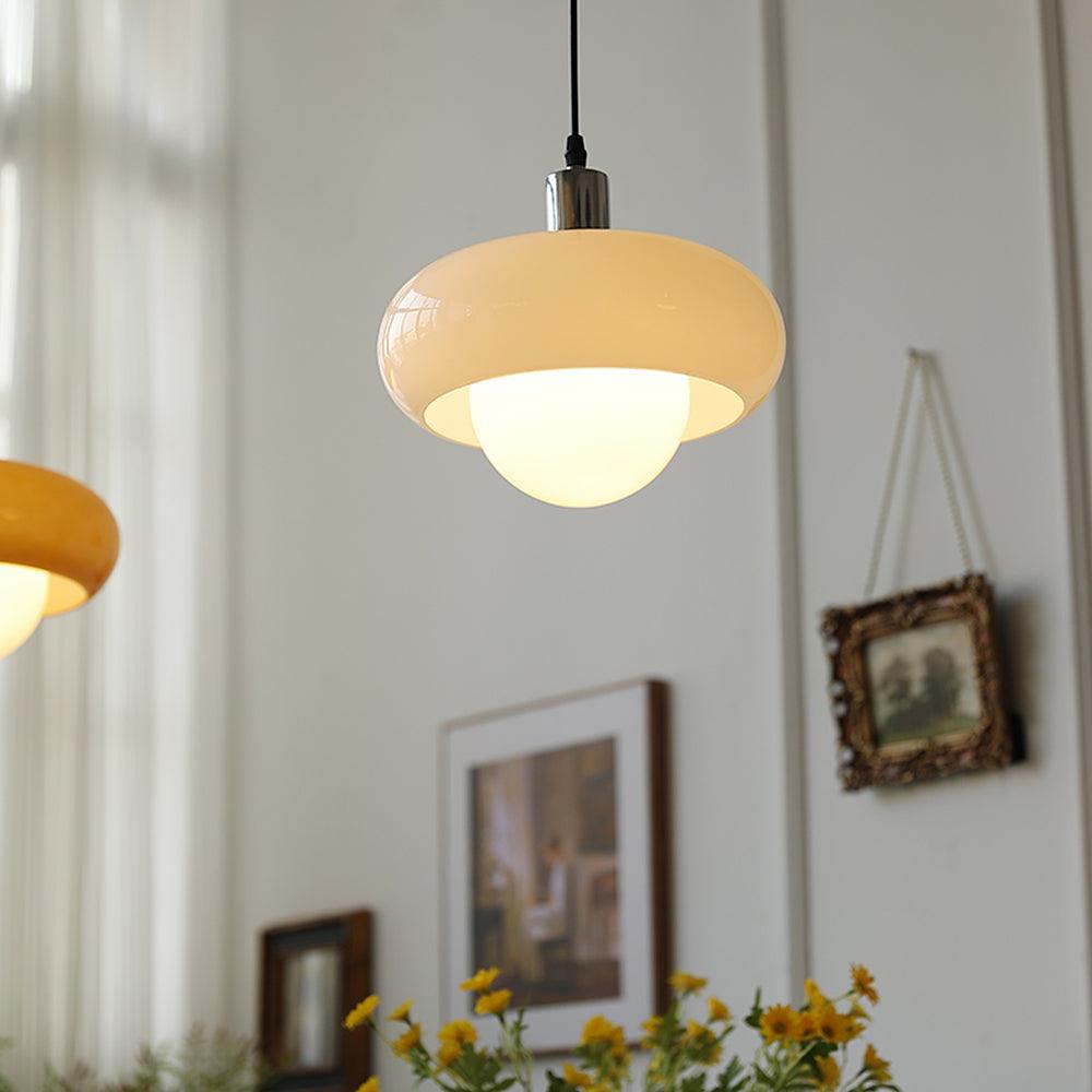Harvey Pendant Lamp ? 11″ x H 8.2″ / Dia 28cm x H 21cm / Chrome & White Pendant light