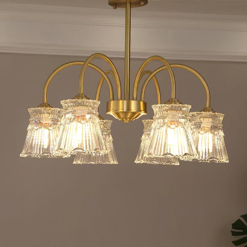 Ice Cream Crystal Chandeliers 6 Heads ? 25.9″x H 20″ / Dia 66cm x H 51cm / Brass / Clear Chandelier