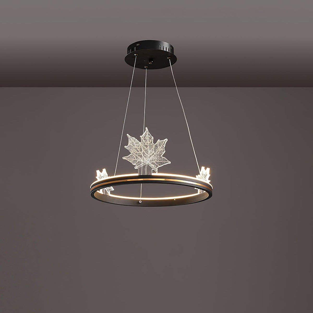 Ion Leaf Chandelier ∅ 15.7″ x H 7″ / Dia 40cm x H 18cm / Black / Warm White Chandelier