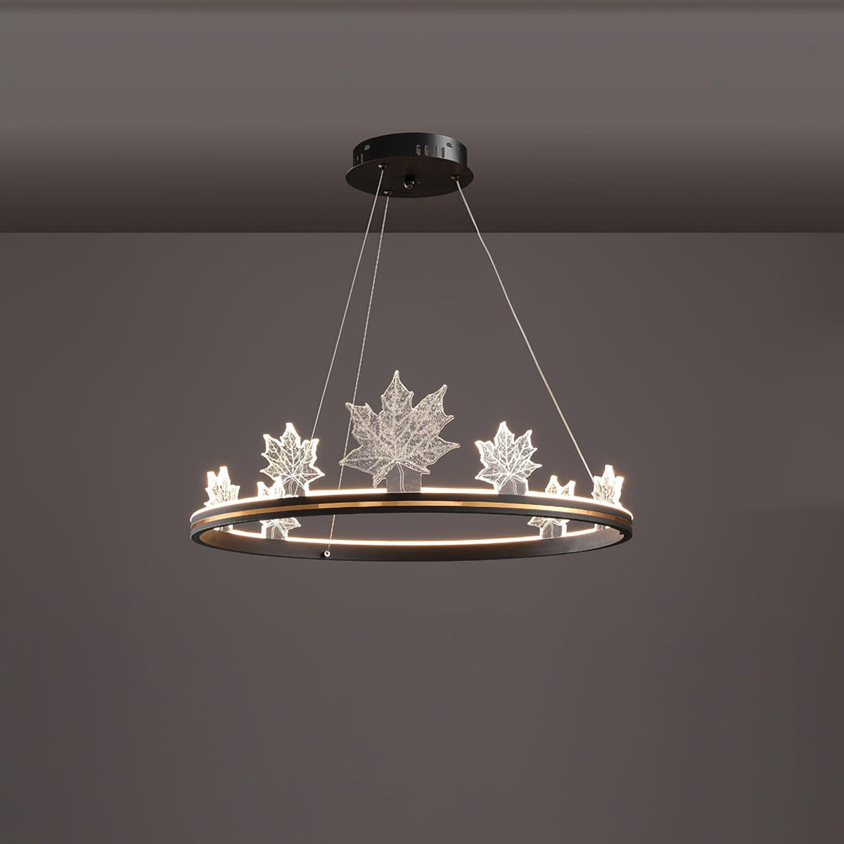 Ion Leaf Chandelier ∅ 23.6″ x H 7″ / Dia 60cm x H 18cm / Black / Warm White Chandelier