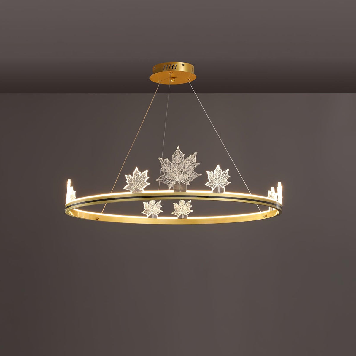 Ion Leaf Chandelier ∅ 31.4″ x H 7″ / Dia 80cm x H 18cm / Gold / Warm White Chandelier