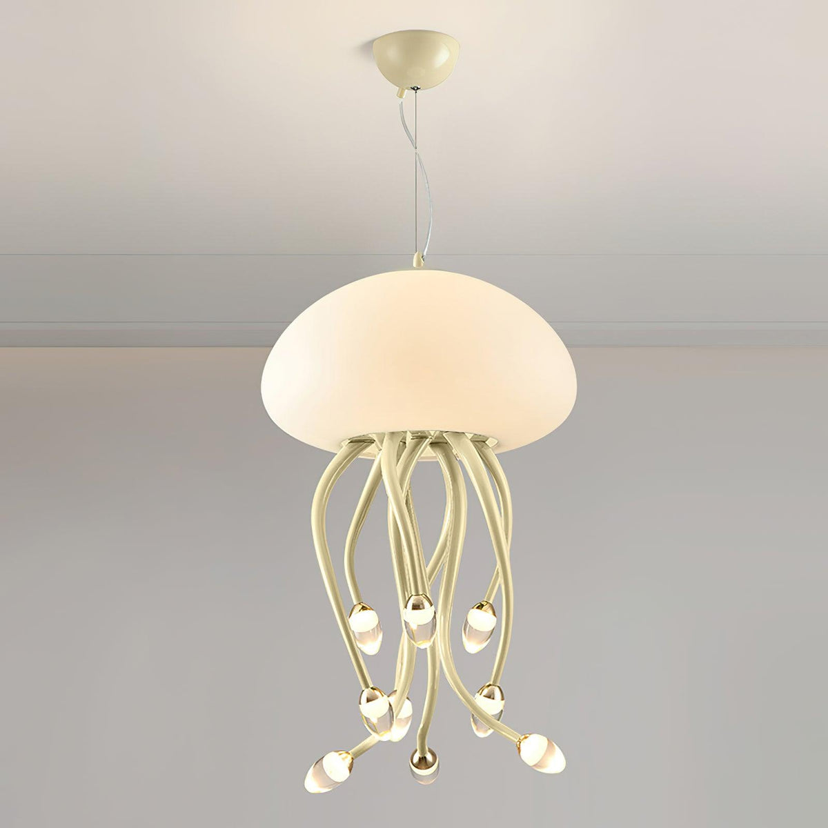 Jellyfish Pendant Lamp 9 + 1Heads ? 15.7″ x H 25.6″ / Dia 40cm x H 65cm / Beige & White / Warm Light Pendant light