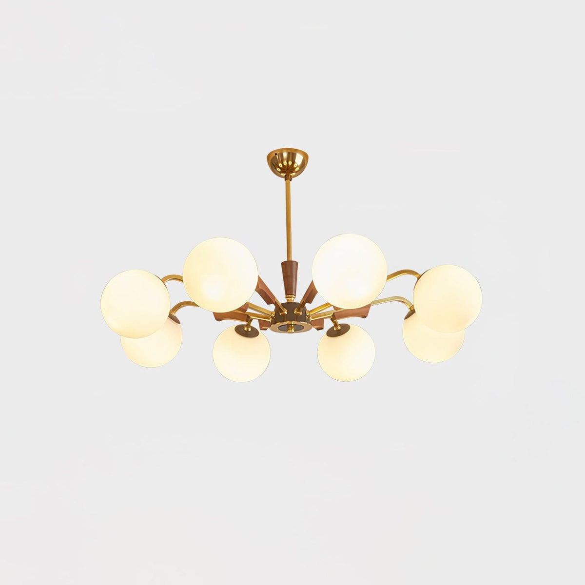 Jeri Sputnik Chandelier 8 Heads ∅ 35.4″ x H 11.8″ / Dia 90cm x H 28cm / Brass & Walnut & White Chandelier