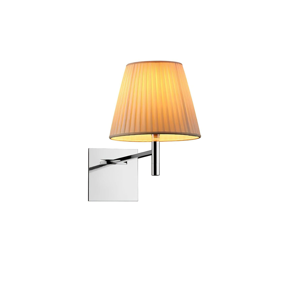 Chrome Prism Wall Lamp ? 9.3″ x H 15.7″ / 23.5cm x H 40cm / White fabric & Chrome Wall lamp