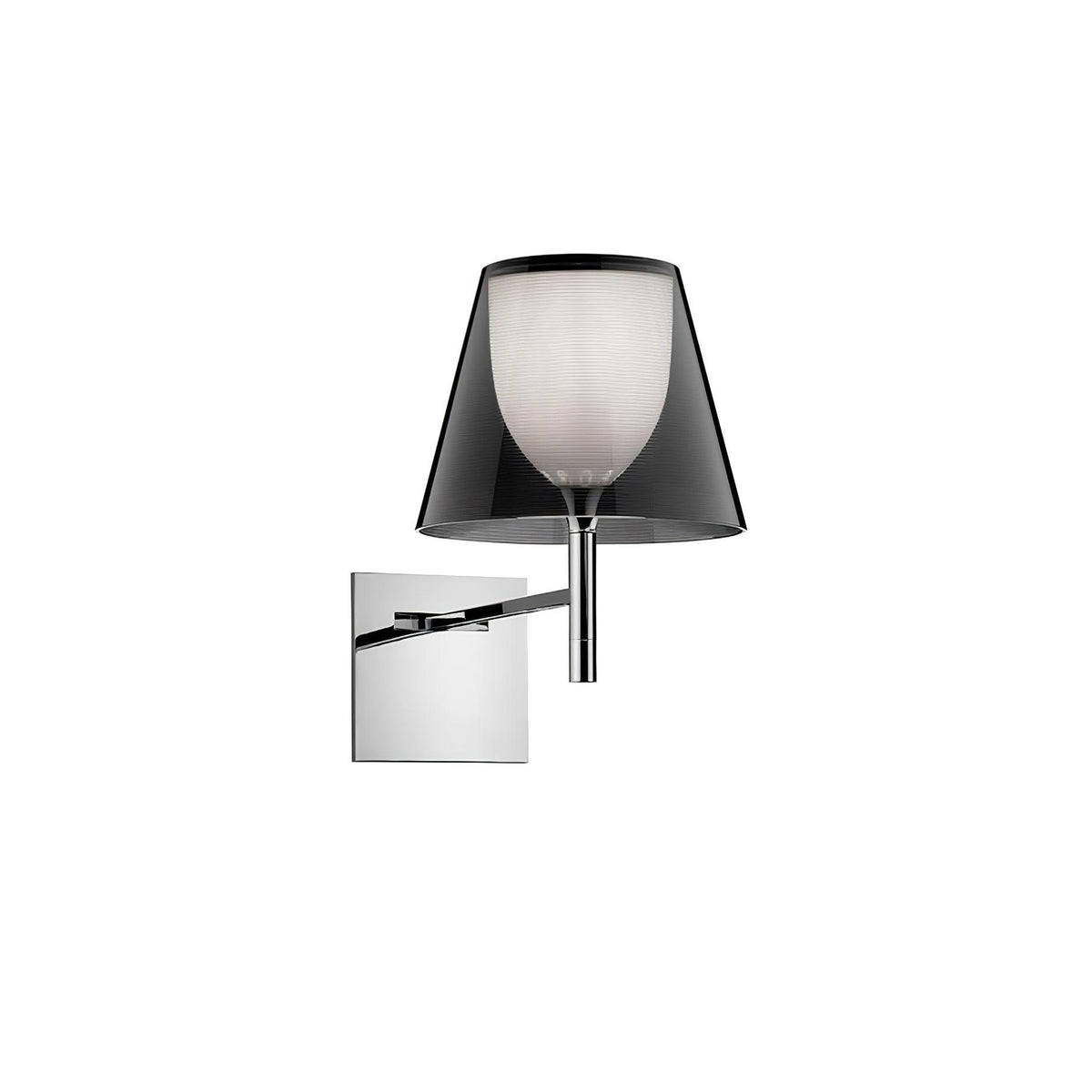 Chrome Prism Wall Lamp ? 9.3″ x H 15.7″ / 23.5cm x H 40cm / Smoke gray acrylic & Chrome Wall lamp