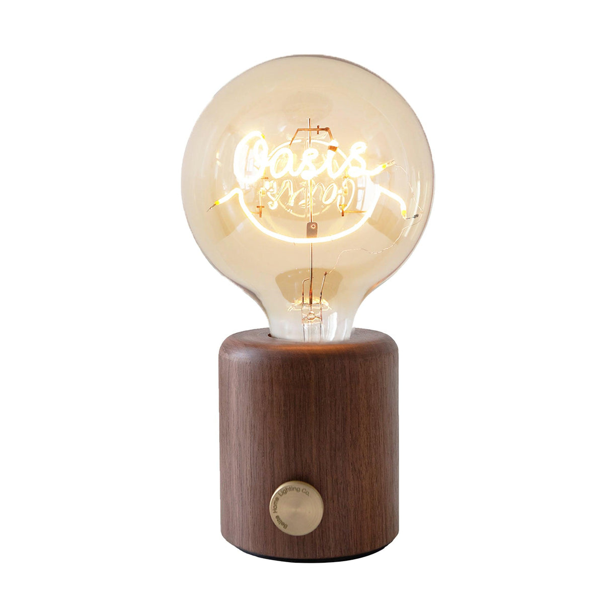 Kuitt Smiley Built-in Battery Table Lamp ∅ 4.9″ x H 9.4″ / Dia 12.5cm x H 24cm / Walnut & Transparent / USB Table lamp