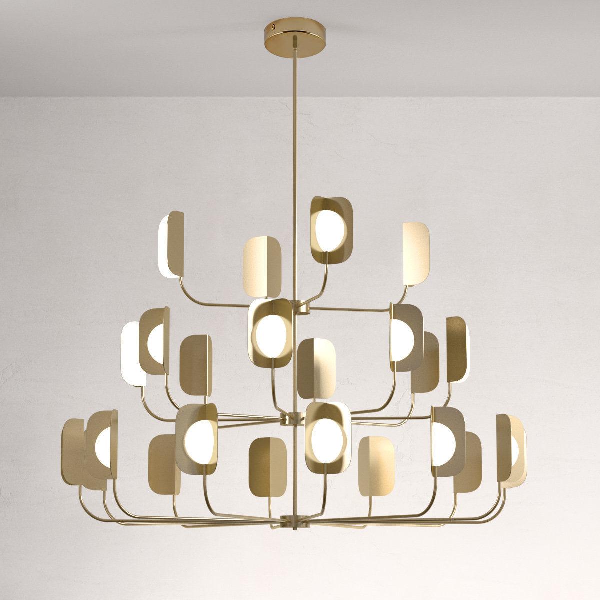 LEAF Chandelier 24heads ? 55″ x H 55″ / Dia 140cm x H 140cm / Copper Chandelier