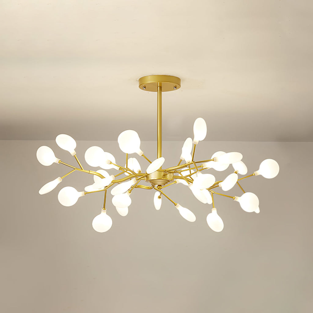 LED Firefly Sputnik Chandelier 30 heads ? 27.6″ x H 13.8″ / Dia 70 cm x H 35 cm / Gold + White Chandelier