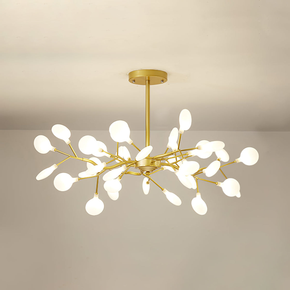 LED Firefly Sputnik Chandelier 30 heads ? 27.6″ x H 13.8″ / Dia 70 cm x H 35 cm / Gold + White Chandelier