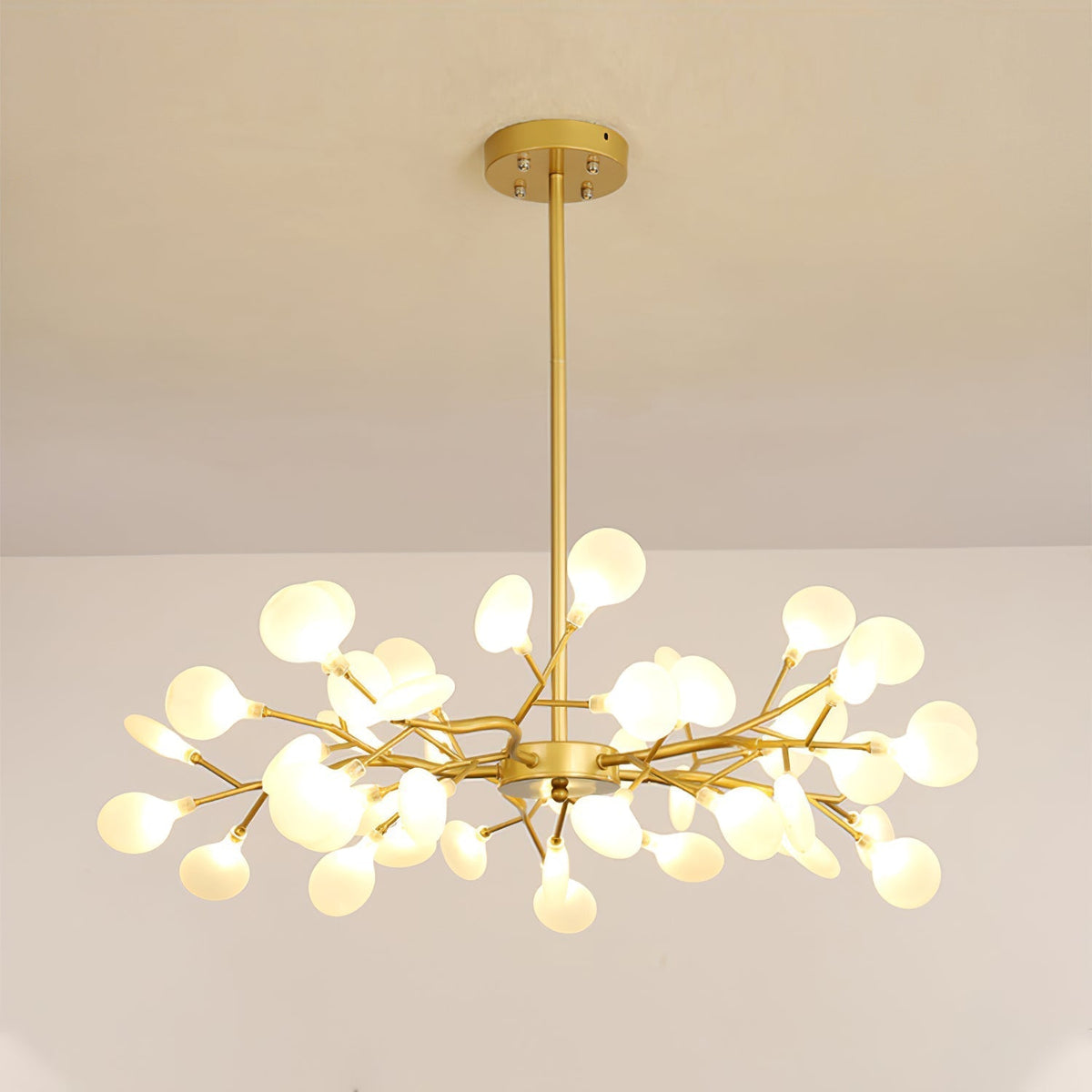 LED Firefly Sputnik Chandelier 54 heads ? 35.8″ x H 13.8″ / Dia 91 cm x H 35 cm / Gold + White Chandelier