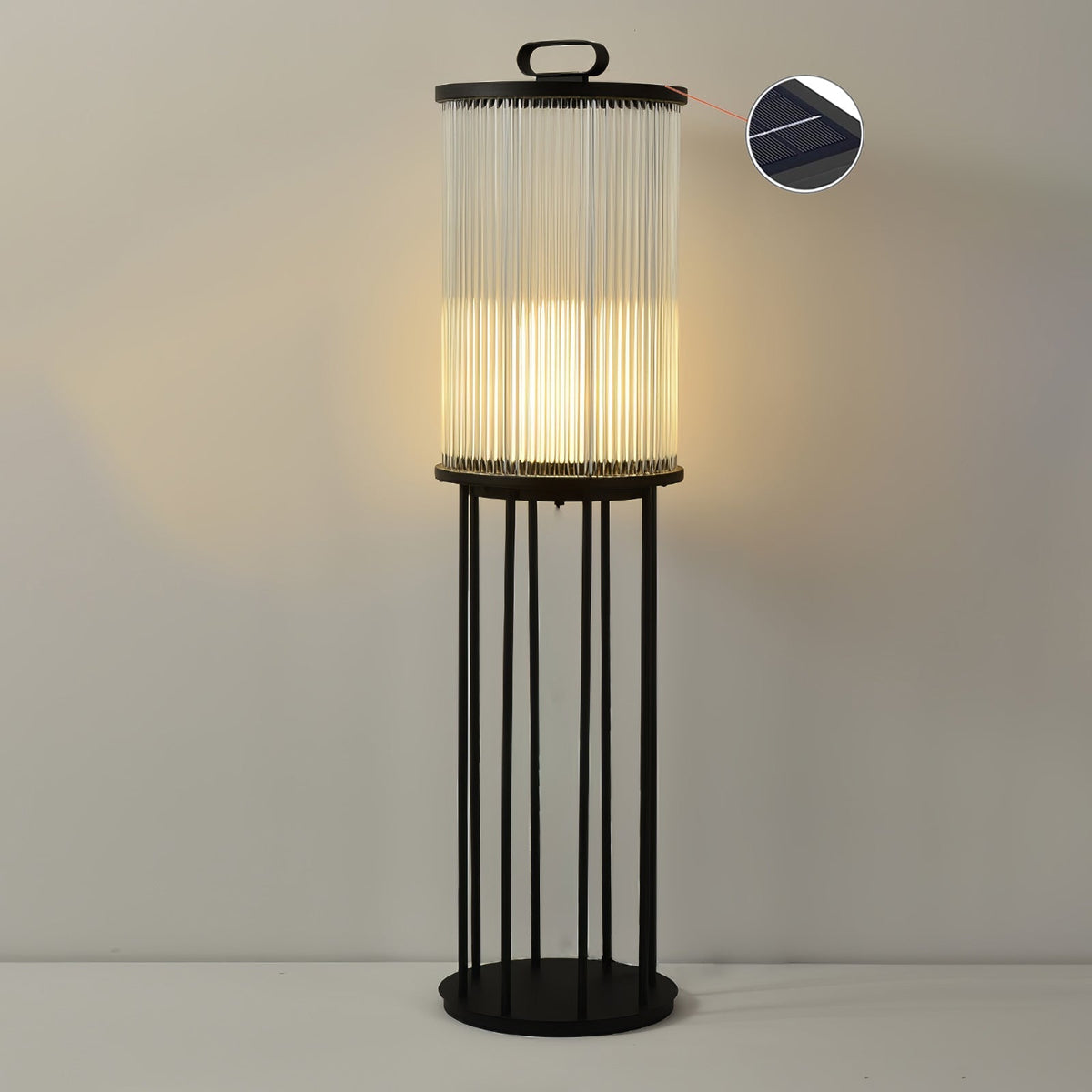Lantern Garden Solar Outdoor Light ? 11.8″ x H 47.2″ / Dia 30cm x H 120cm / Black & Clear / Warm Light Floor lamp