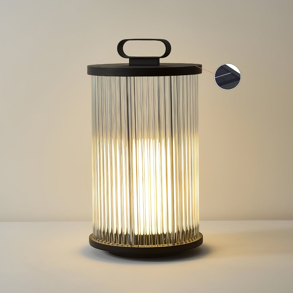 Lantern Garden Solar Outdoor Light ? 7.9″ x H 14.2″ / Dia 20cm x H 36cm / Black & Clear / Warm Light Floor lamp