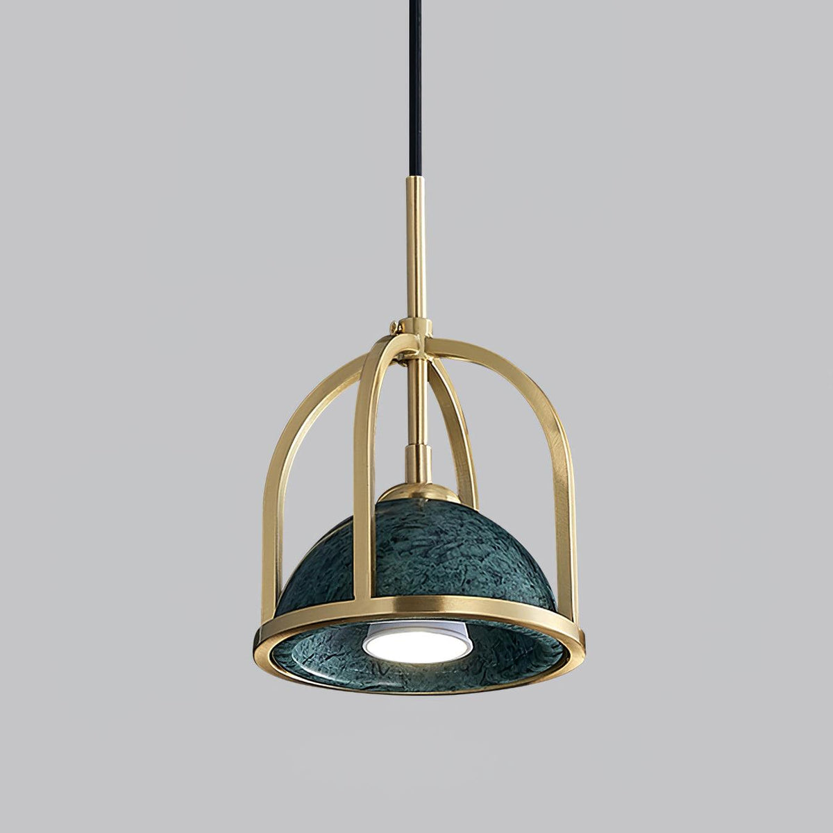Lantern Square Pendant Lamp Model C ∅ 5.9″ x H 5.9″ / Dia 15cm x H 15cm / Polished Brass + Green Marble Pendant light