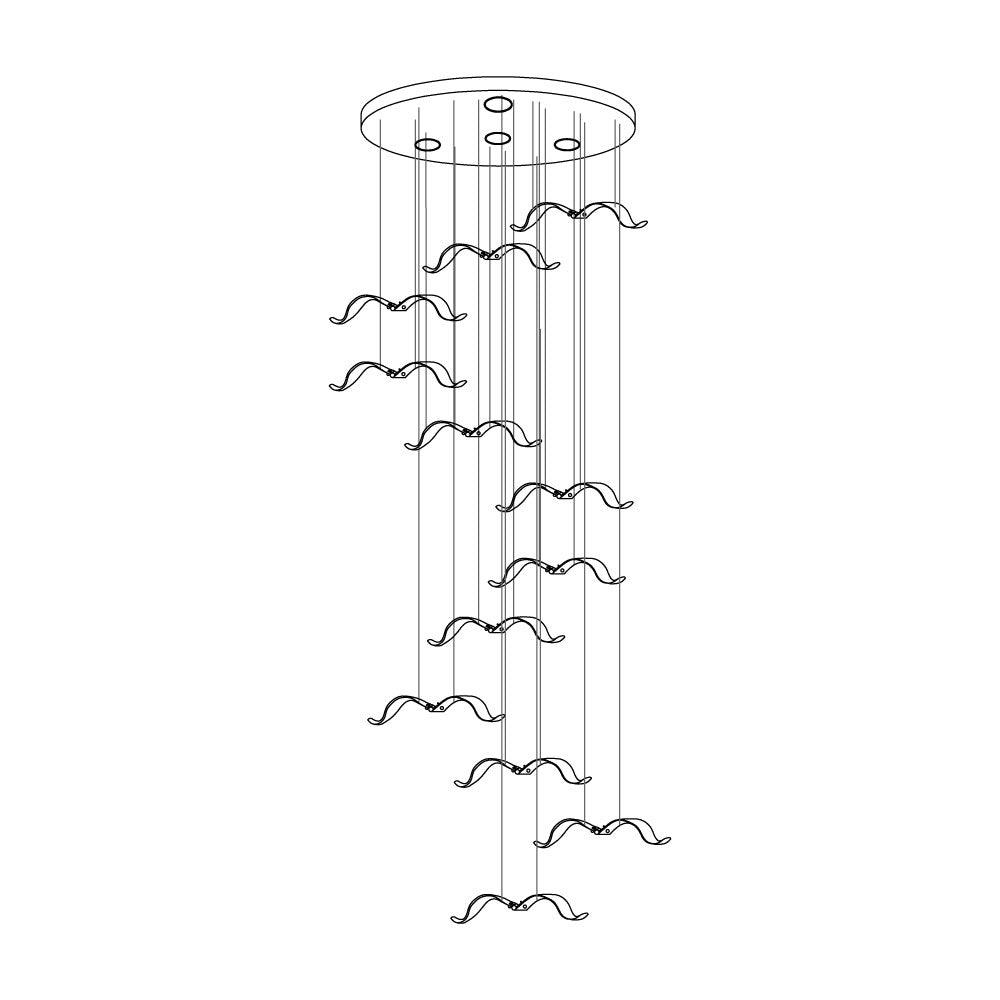 Large Seagull Chandelier 12 heads Round canopy ? 23.6″ x H 98.4″ / Dia 60cm x H 250cm / L 11.8″ / L 30cm / Warm Light