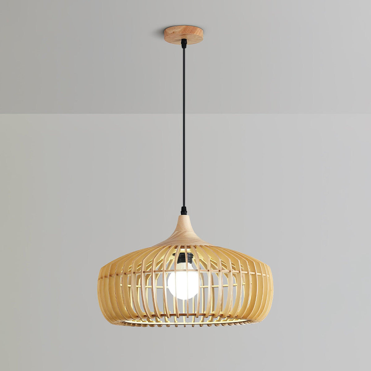 Lattice Nest Wooden Pendant Lamp ? 21.7″ x H 9.1″ / Dia 55cm x H 23cm / Nature wood Pendant light