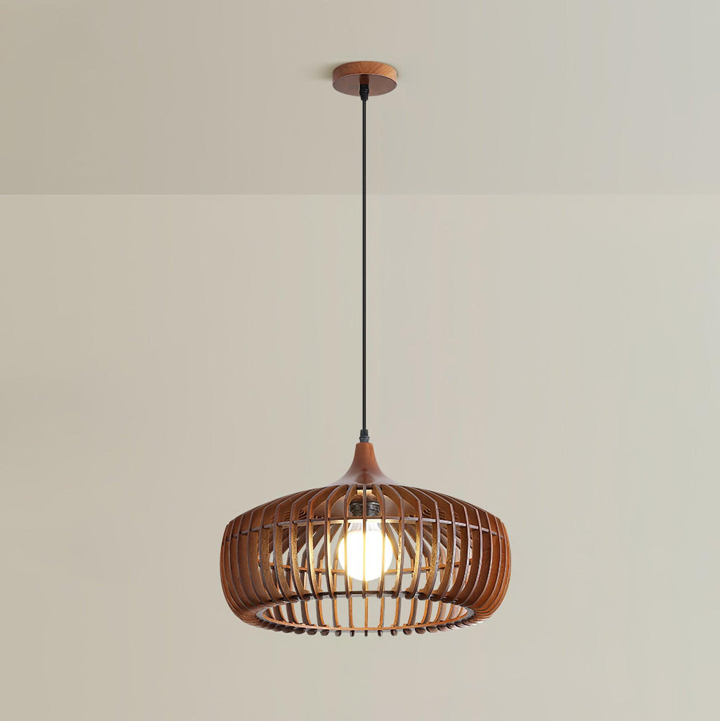 Lattice Nest Wooden Pendant Lamp ? 16.9″ x H 7.5″ / Dia 43cm x H 19cm / Walnut wood Pendant light