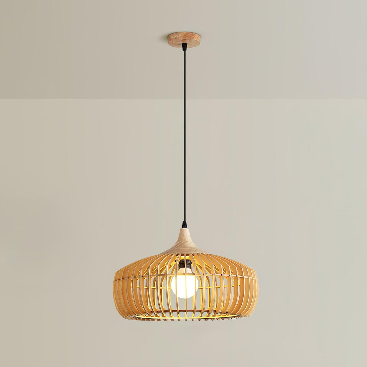 Lattice Nest Wooden Pendant Lamp ? 16.9″ x H 7.5″ / Dia 43cm x H 19cm / Nature wood Pendant light