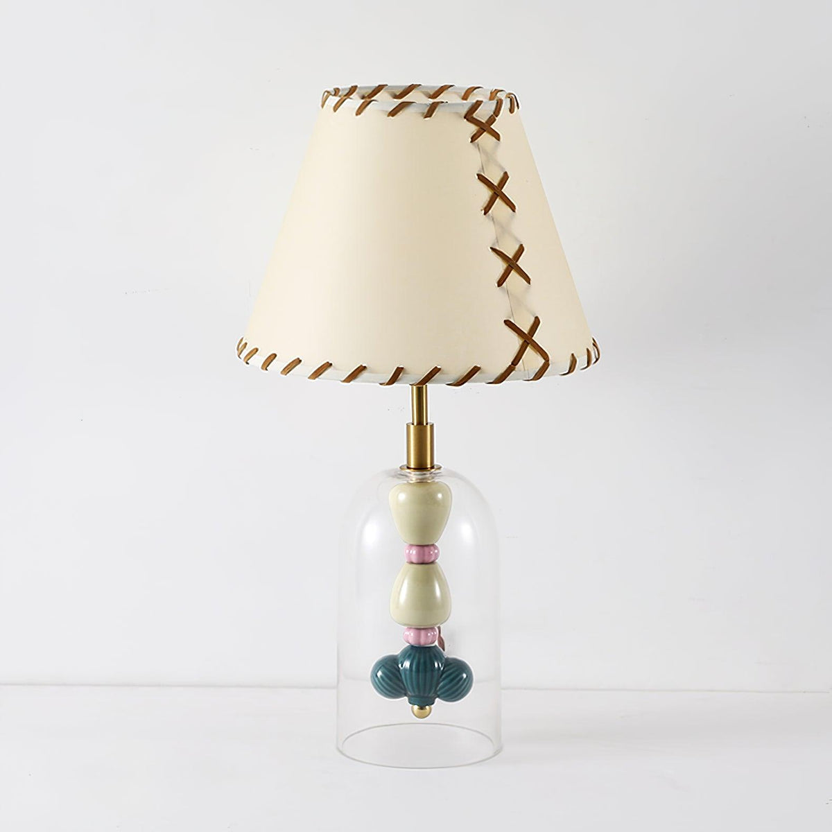 Lenny Bedside Table Lamp ∅ 9.8″ x H 18.1″ / Dia 25cm x H 46cm / Clear + Beige / US plug Table lamp