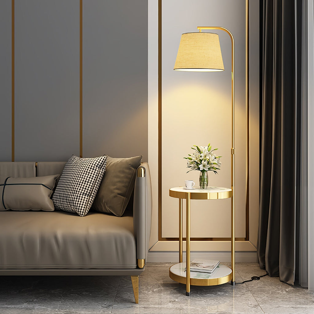 Lilah Floor Lamp ? 13.8″ x H 63″ / Dia 35cm x H 160cm (without drawer) / Gold & White / US plug Floor lamp