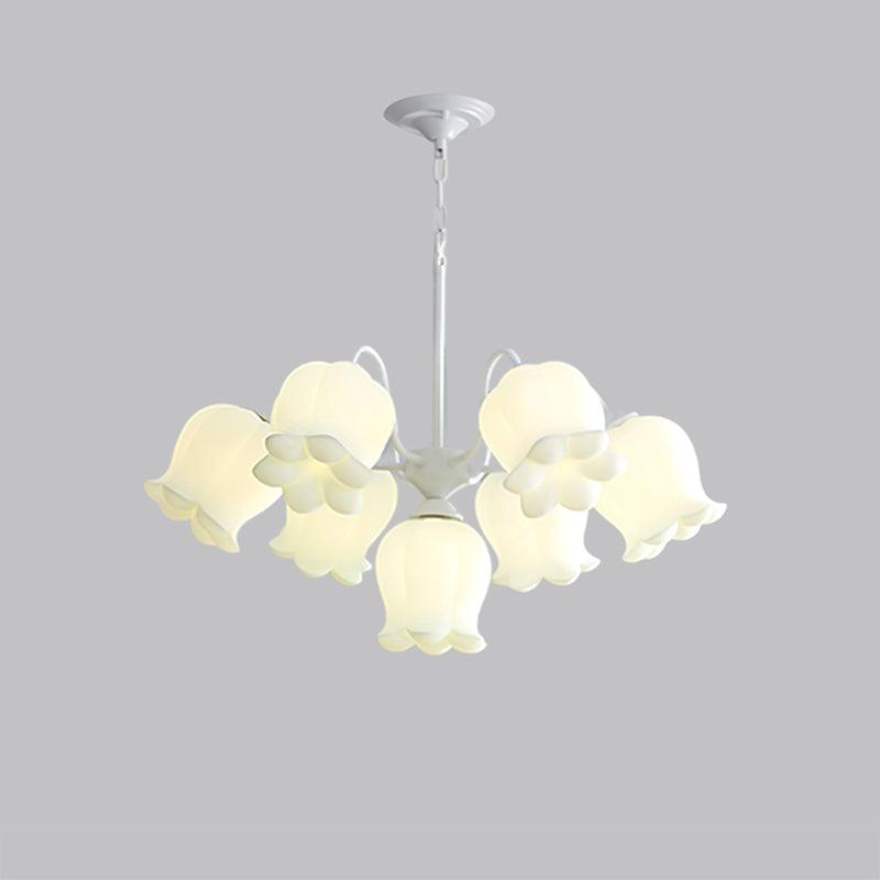Lilium Cluster Chandelier 6 + 1 Heads ∅ 27.6″ x H 11.8″ / Dia 70cm x H 30cm / White & White Chandelier