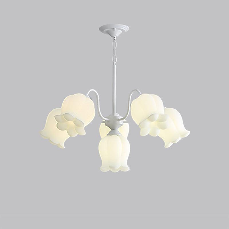 Lilium Cluster Chandelier 5 + 1 Heads ∅ 27.6″ x H 11.8″ / Dia 70cm x H 30cm / White & White Chandelier