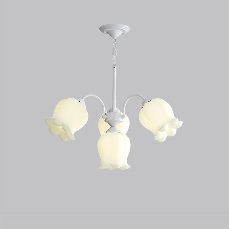 Lilium Cluster Chandelier 3 + 1 Heads ∅ 25.6″ x H 11.8″ / Dia 65cm x H 30cm / White & White Chandelier