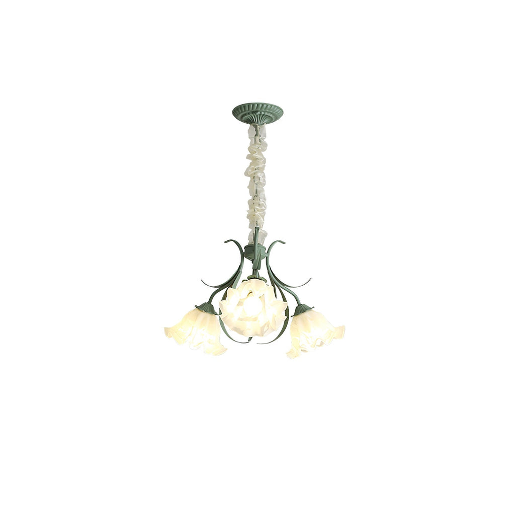 Lily of the Valley Flower Chandelier 3 heads ? 20.9″ x H 12.6″ / Dia 53cm x H 32cm / Green & White / Acrylic Chandelier