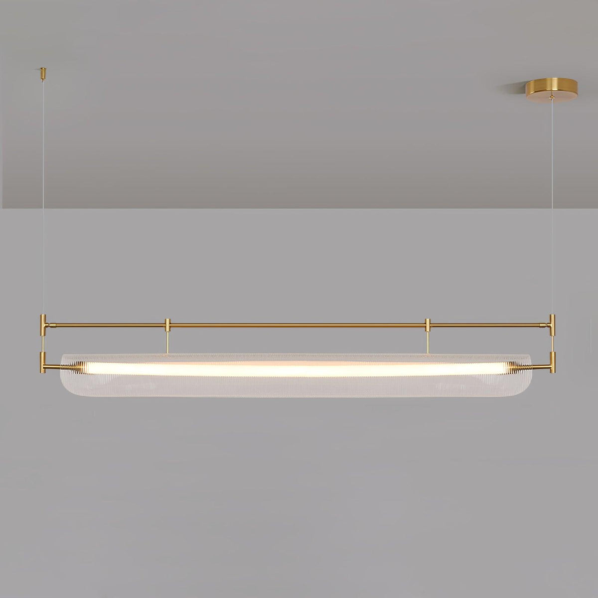 Linear Strip Chandelier L 39.4″ x W 4.7″ x H 7.9″ / L 100cm x W 12cm x H 20cm / Gold & Clear / Warm Light Chandelier