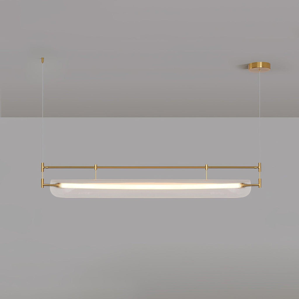 Linear Strip Chandelier L 31.5″ x W 4.7″ x H 7.9″ / L 80cm x W 12cm x H 20cm / Gold & Clear / Warm Light Chandelier